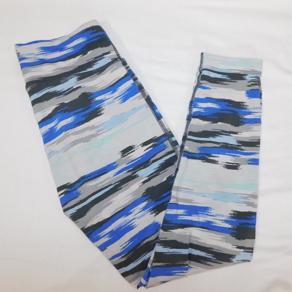 Aerie Blue Gray Black pattern Crop Athletic leggings Womens S